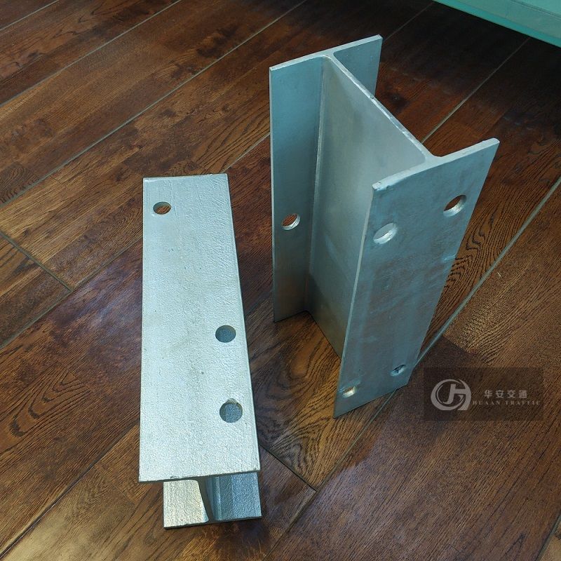 H channel steel guardrail post and spacer blocks