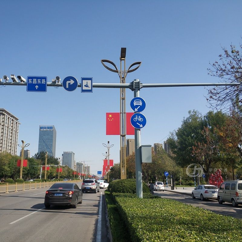 T arm type galvanized steel traffic sign poles