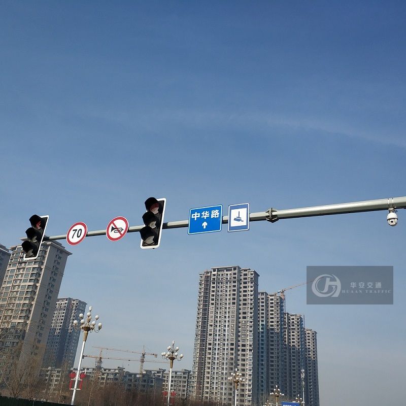 Traffic red green signal light poles