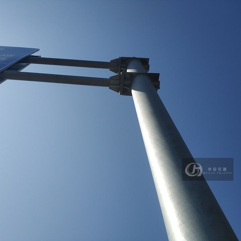 F arm type galvanized steel traffic sign poles