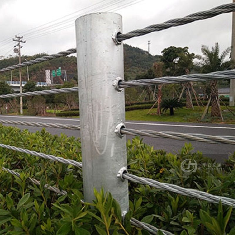 Road side flexible steel wire rope guardrail soft cable barrier
